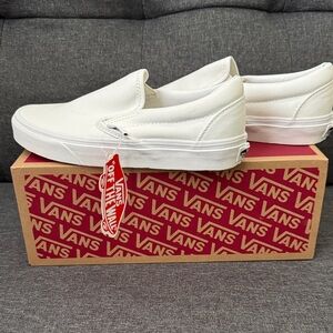 Vans Classic White Canvas Slip-Ons